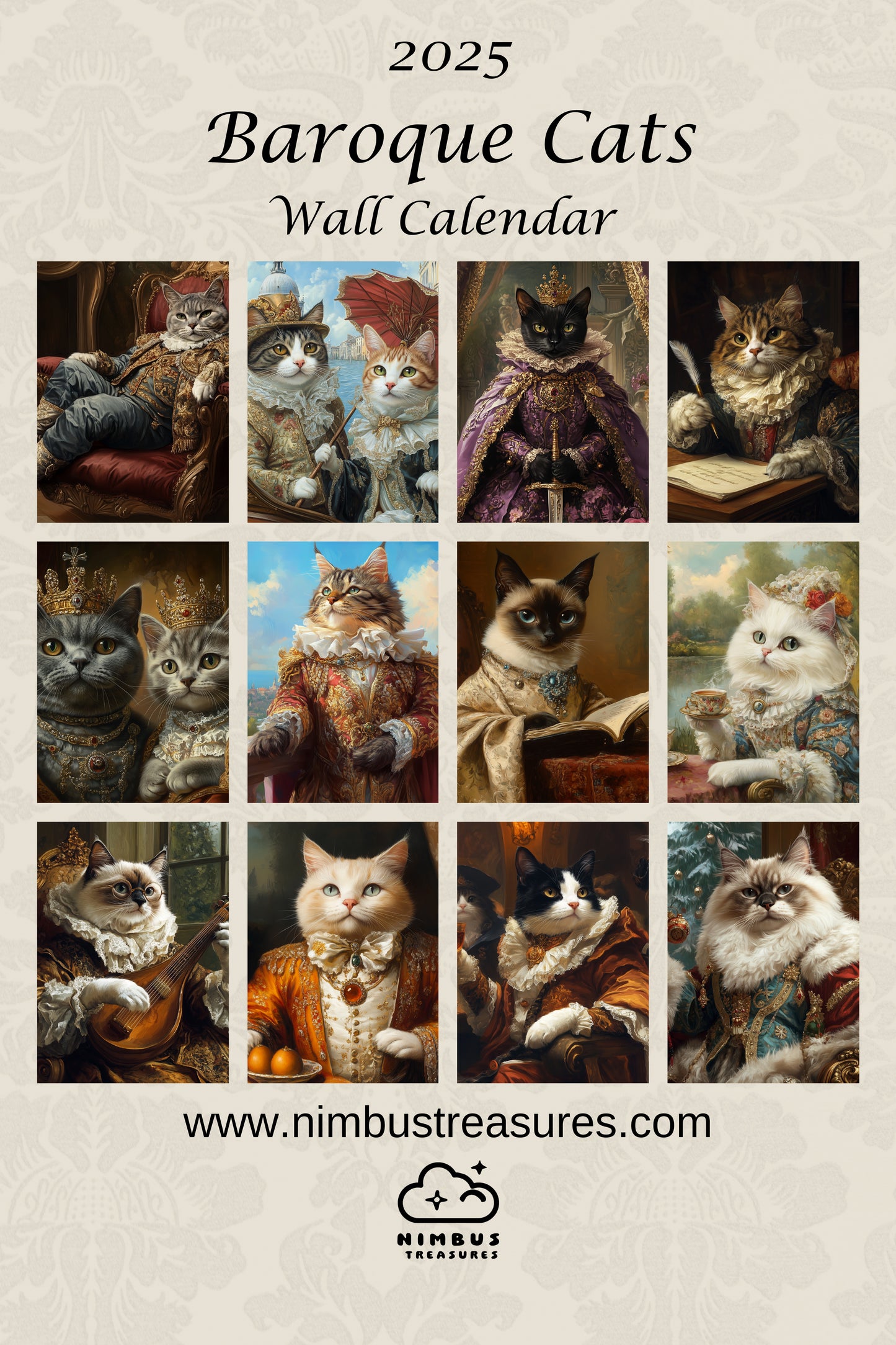 2025 Cute Baroque Cat Calendar