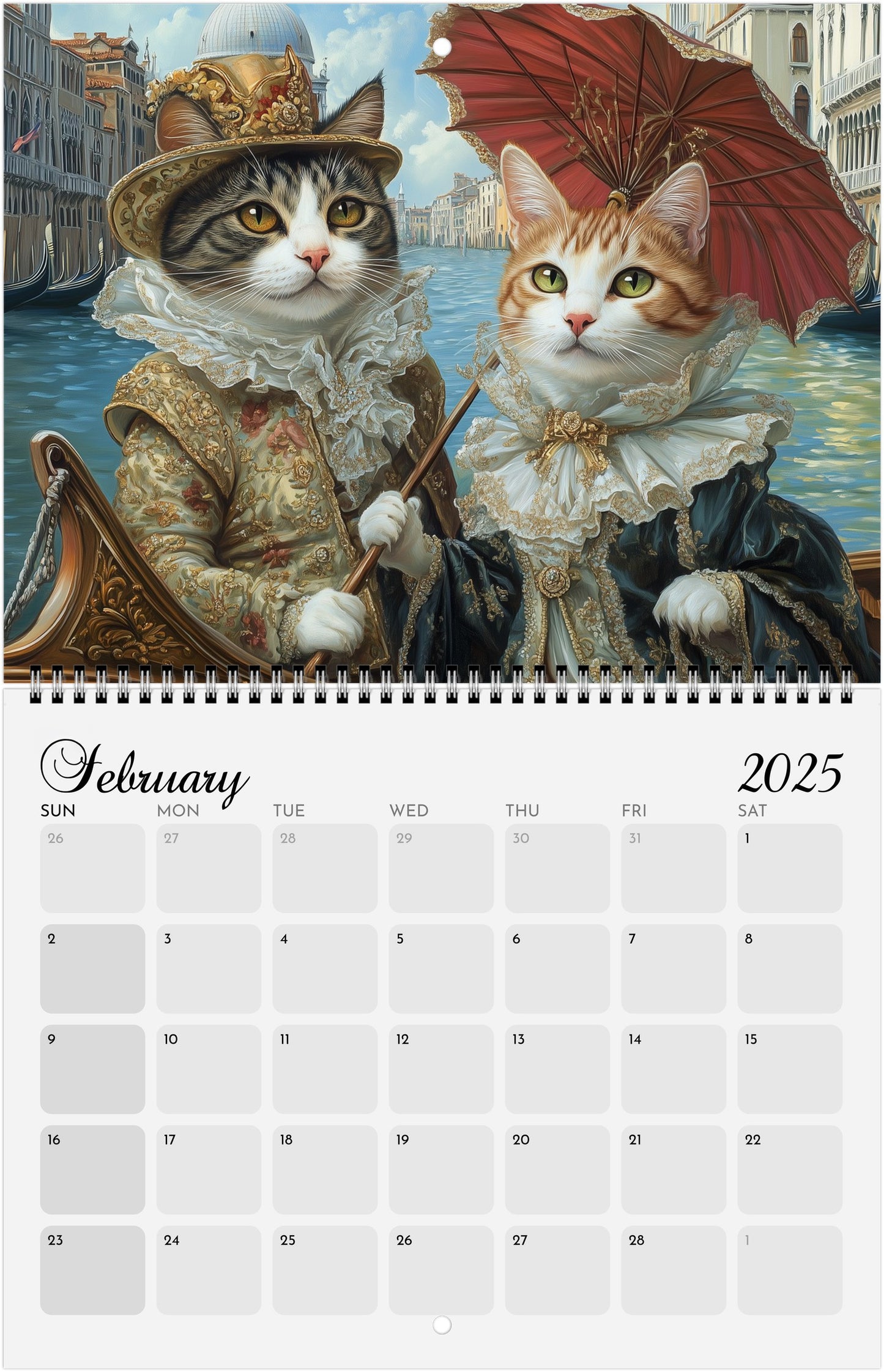 2025 Cute Baroque Cat Calendar