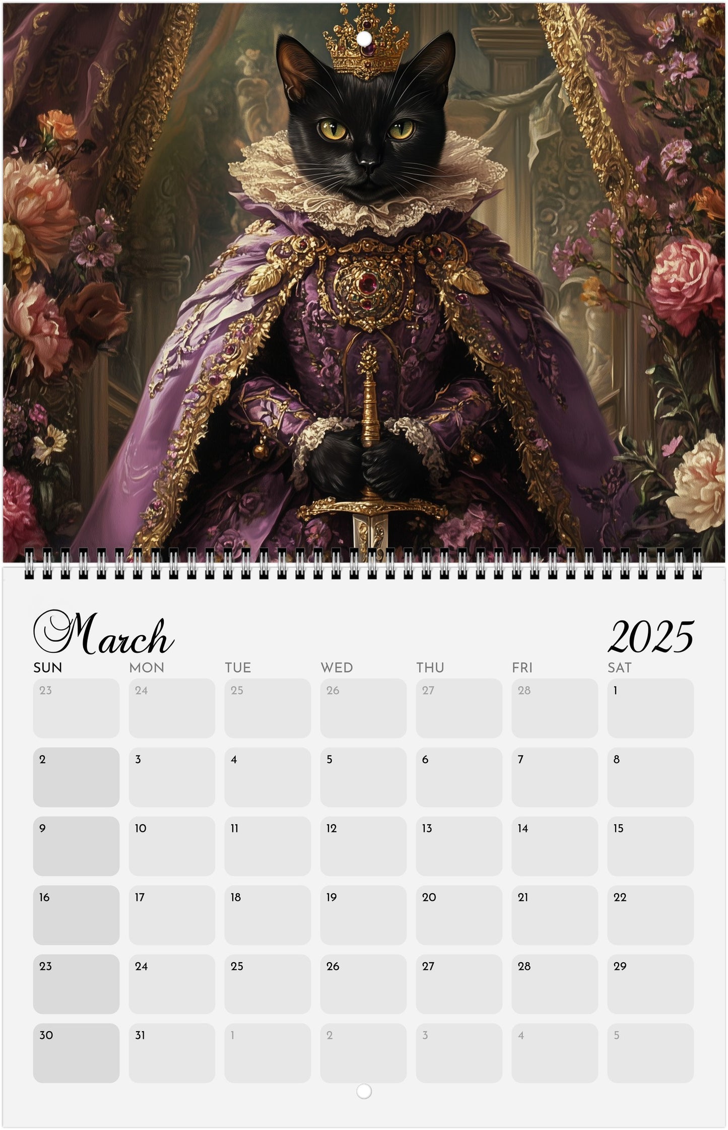 2025 Cute Baroque Cat Calendar