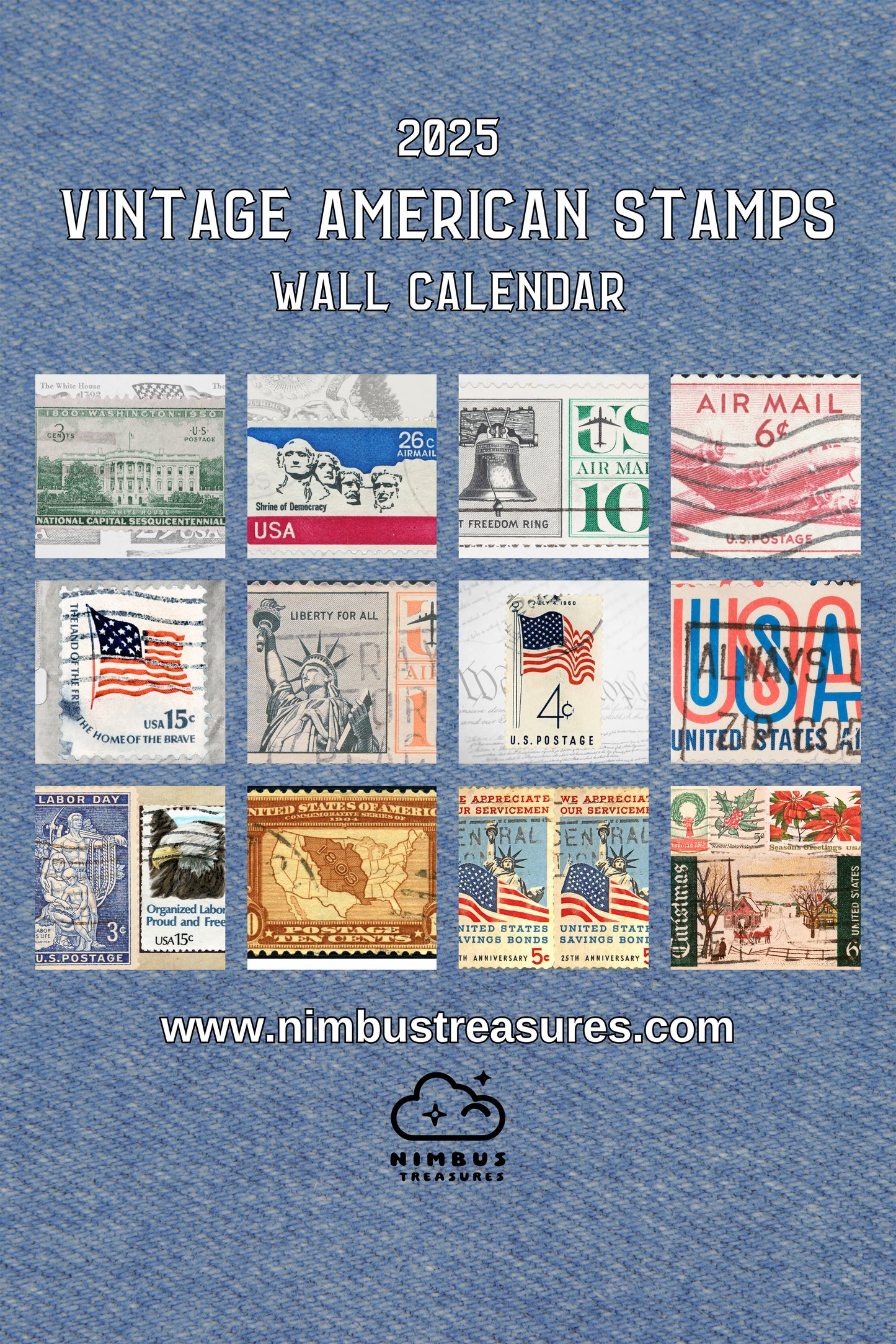 2025 Vintage American Patriotic Stamps Calendar