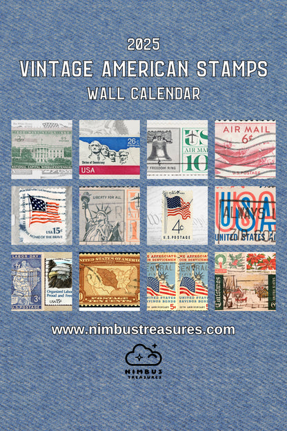 2025 Vintage American Patriotic Stamps Calendar